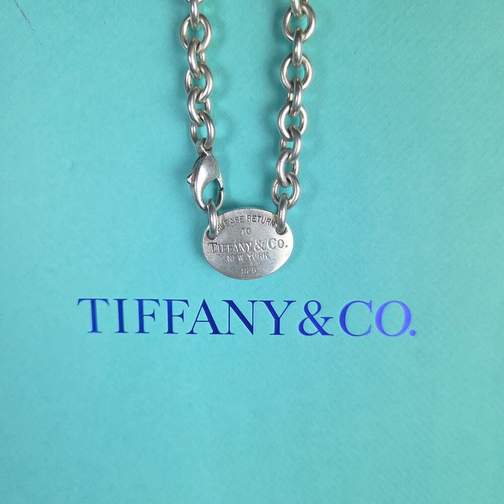 Tiffany & Co. Oval Return to Tiffany Sterling Silver Choker Necklace Authentic